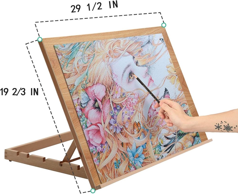 Wood Drafting Easel Large 5-Pos Adjustable Drawing Sketching Board
