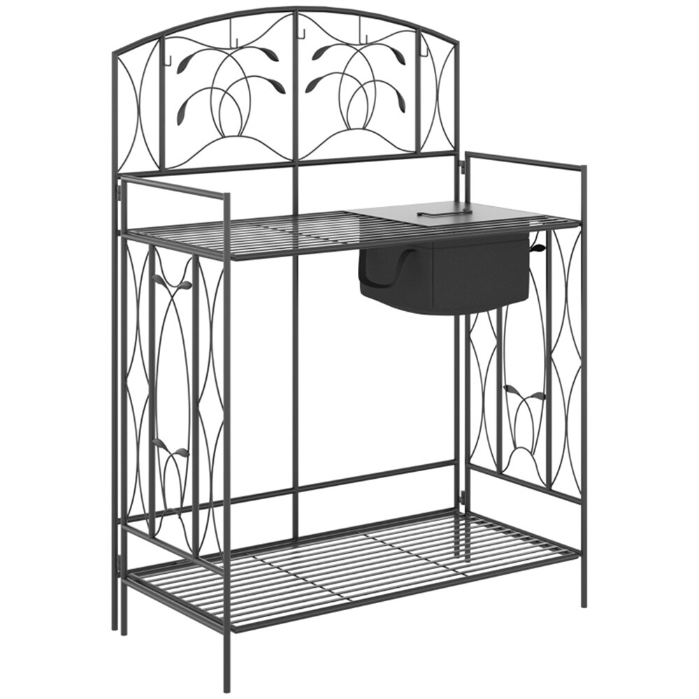 Garden Work Bench Open Shelf Storage Potting Table