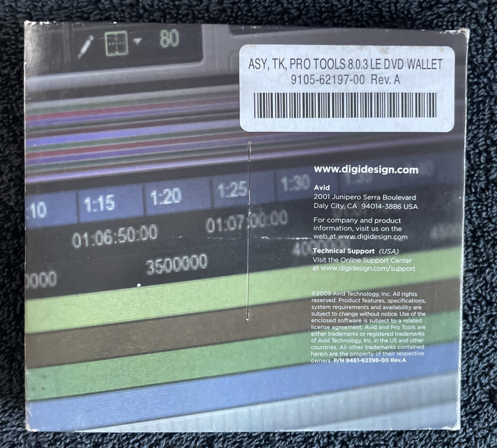 Avid Pro Tools 8 Installer Wallet 3 Discs (Digidesign) & ILOK ~ No License