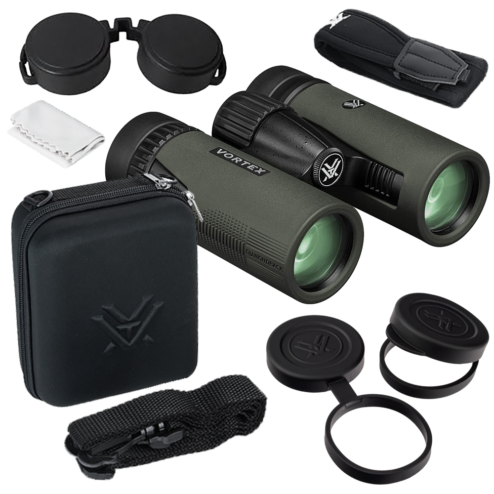 Vortex Optics Diamondback HD 10x32 Binocular with Free Camo Forest Hat Bundle