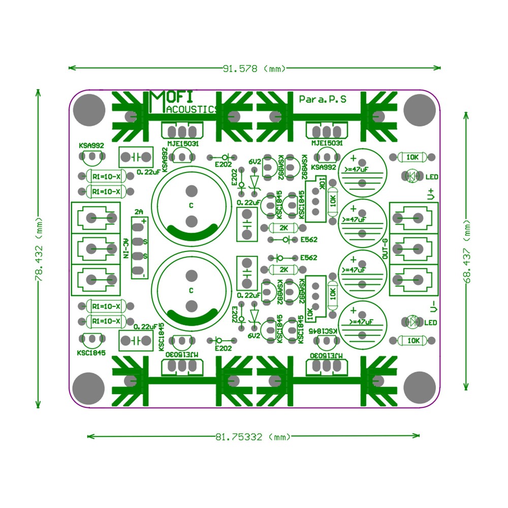 1pc Fully Discrete Parallel A Regulated Power Supply (Dual Rail±5V～±60V)-PCB