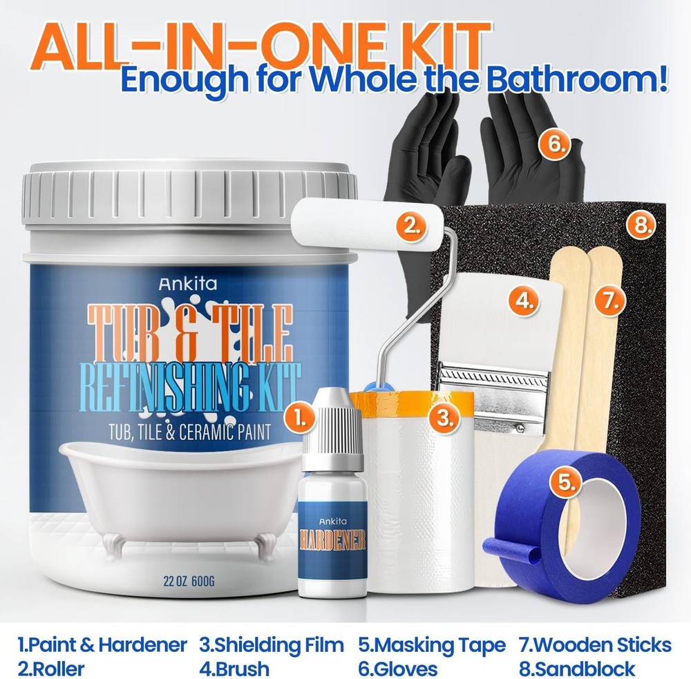 Quick-Dry Bathtub Paint - No Odor, High Gloss