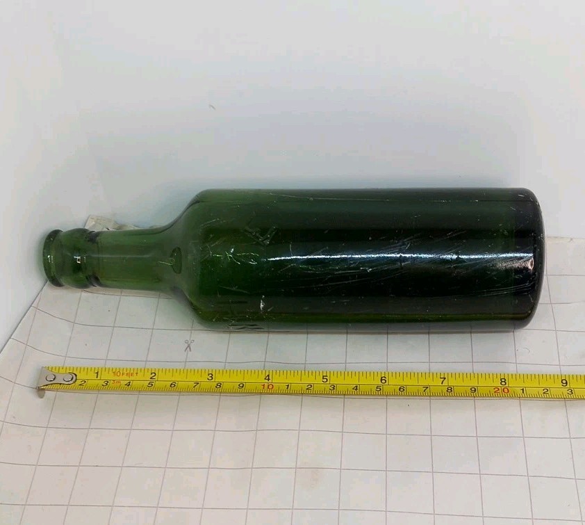 8" R. White Green Bottle Vintage