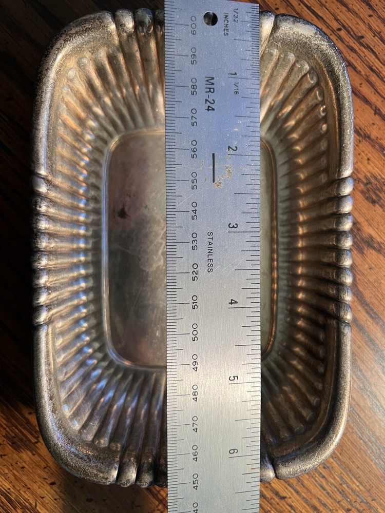 Wallace Sterling Silver .925 Rectangular Ribbed Bowl 4087, Antique Design, 160g