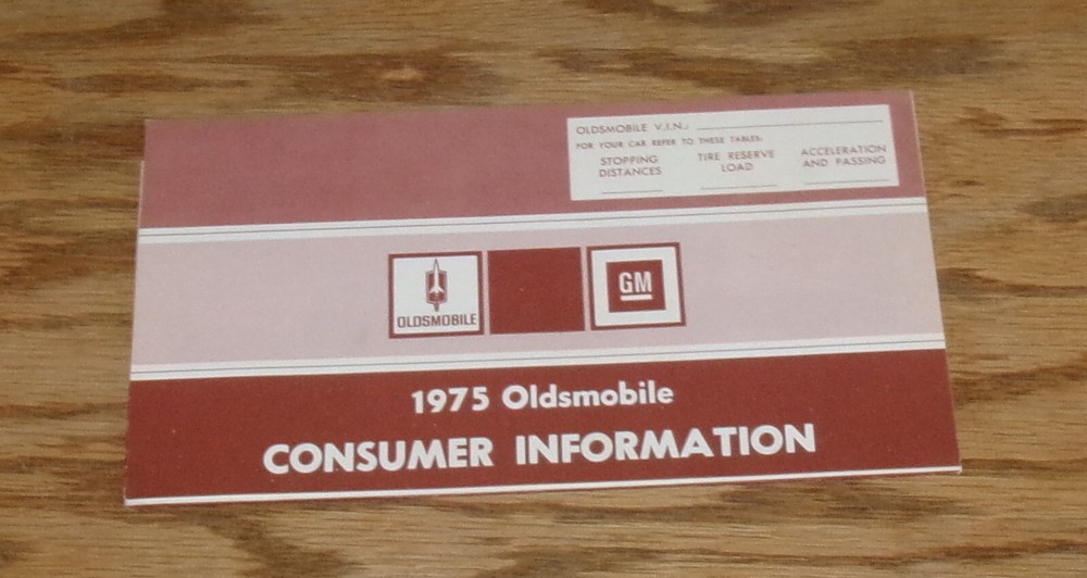 Original 1975 Oldsmobile Consumer Information Manual 75
