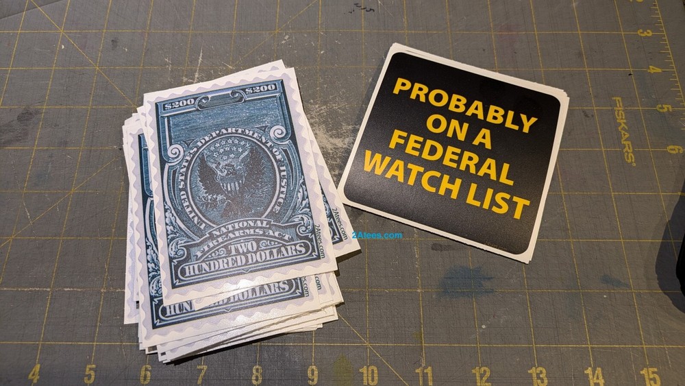 NFA $200 stamp replica decal