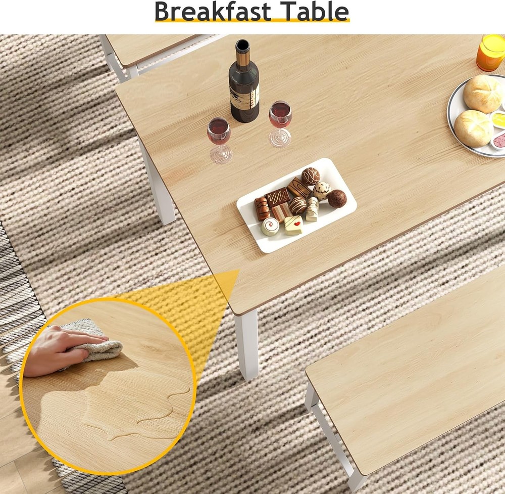 Dining Table Set 4 W/ 2 Benches – Space-Saving Kitchen Table Set Kitchen &