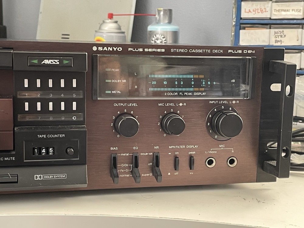 Sanyo Plus Series Stereo Cassette Deck Plus D64 Rack Mount (SERVICED)