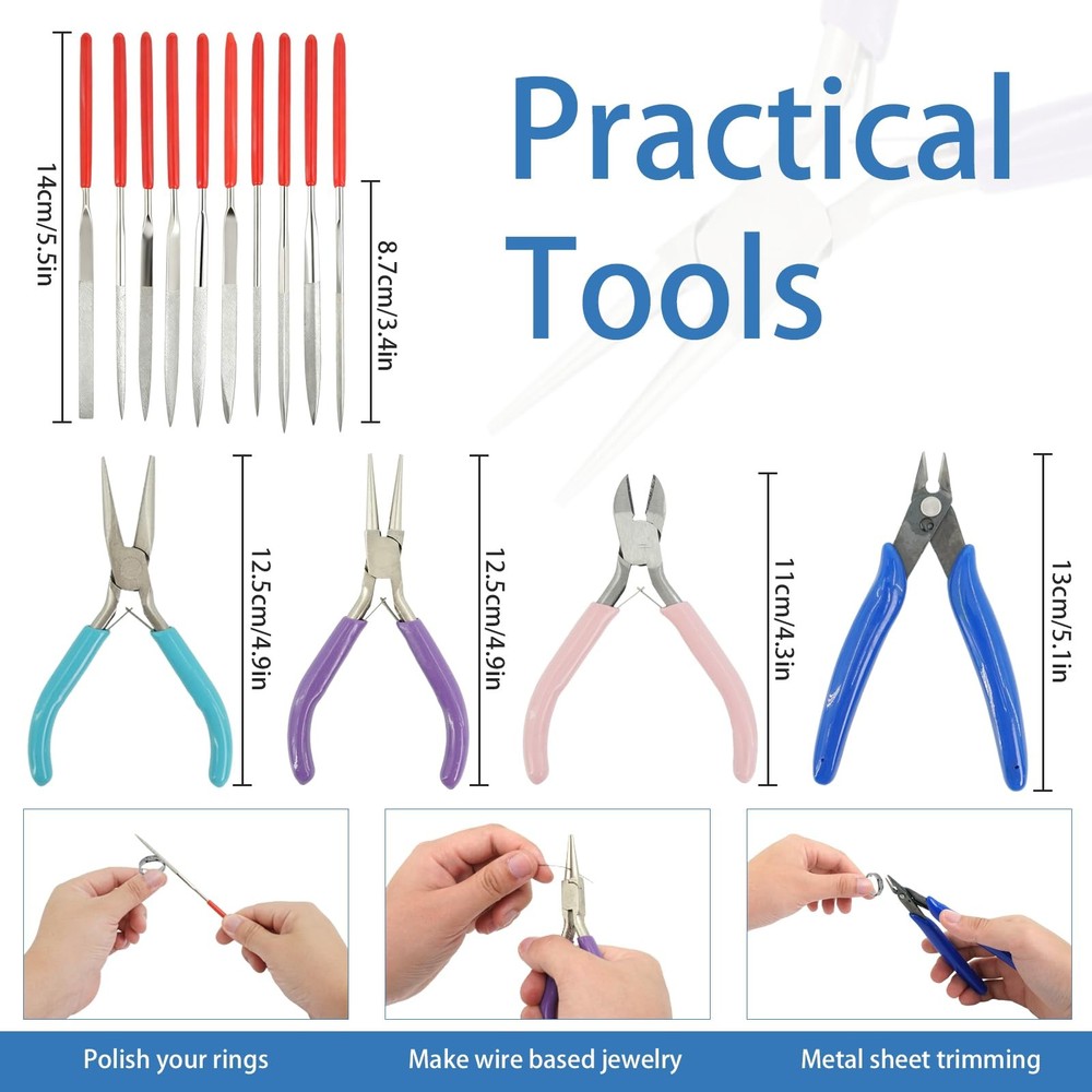 UCEHIPAW Jewelers Tools Set with Ring Sizer Mandrel Measuring Tool, Silver