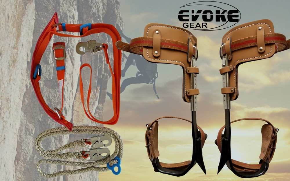 Tree Climbing Spike Set Pole Climbing Spurs Climber Adjustable With Harness Kit