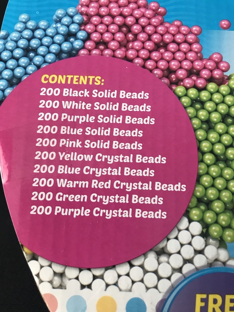 Beados Mega Bead Refill Pack 10 colors Crystal + Solid 2000 Beads!