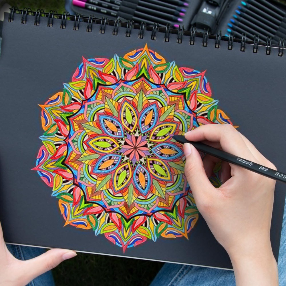 72-Color Colored Pencils Set with Mandala Coloring Sheets, Eraser, Sharpener ...