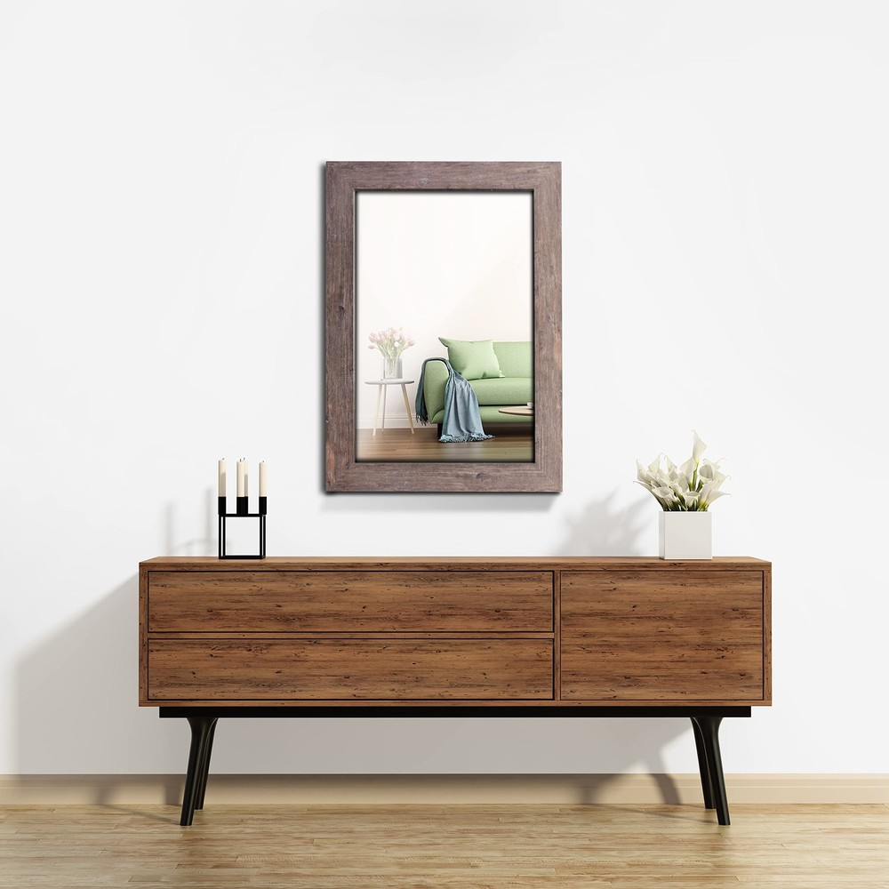 Rectangular Mirror with Frame Rustic 20x28'’ Wall Mounted Rustic Vanity Mirro...