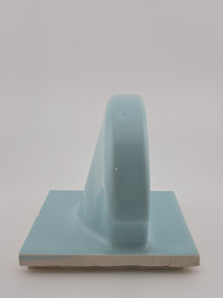 Vintage Robin Egg Blue Ceramic Tile Mountable Glass Holder MCM