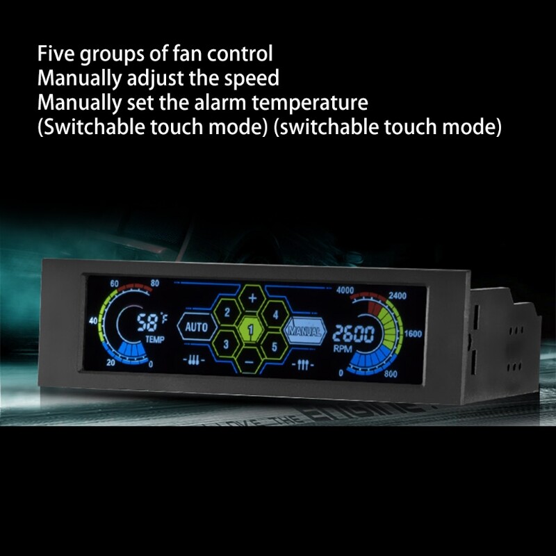 PC CPU 5 Channel Fans Controller Speed Control Adjuster LCD Cooling Front Panel
