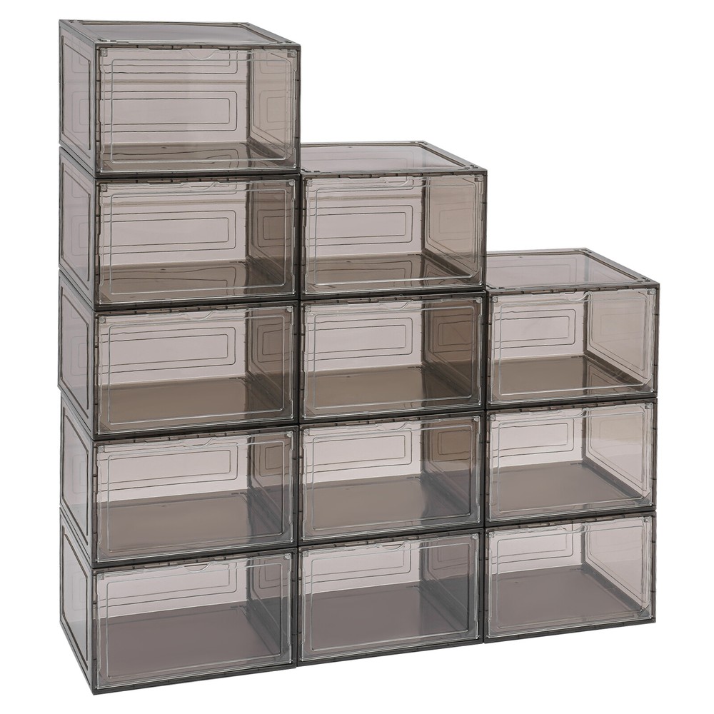 12PCS Stackable Sneaker Display Case Container Shoe Storage Box Organizer