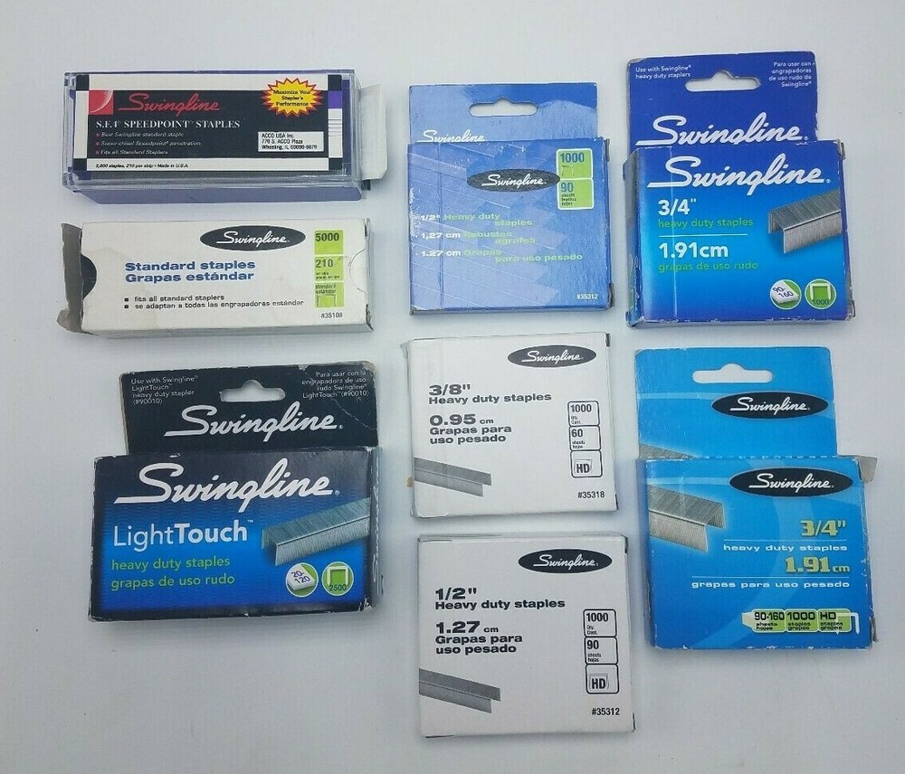 Swingline Staples Mixed Lot - 8 Boxes - 2 New Full - Rest Mostly Full