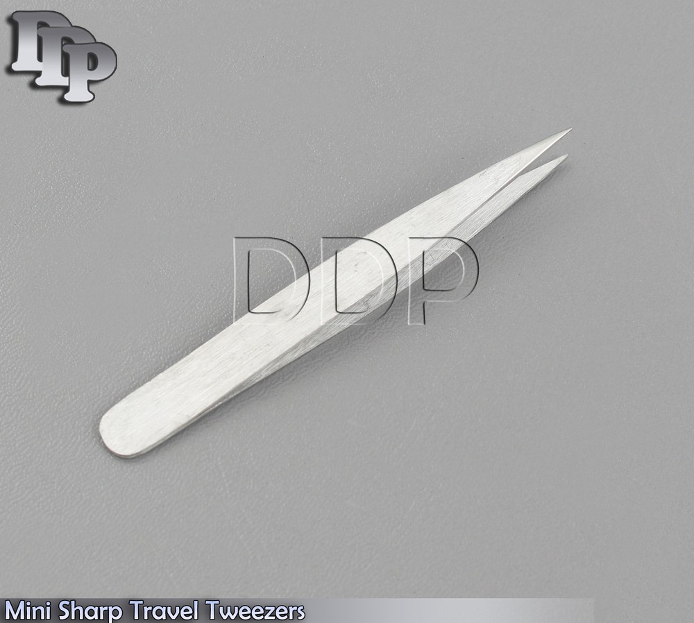 5" Brushed Stainless Mini Sharp Travel Tweezers