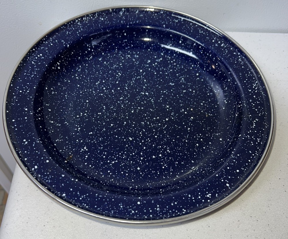 ENAMELWARE PLATE 1.14” Deep BLUE & WHITE SPECKLED - 10”