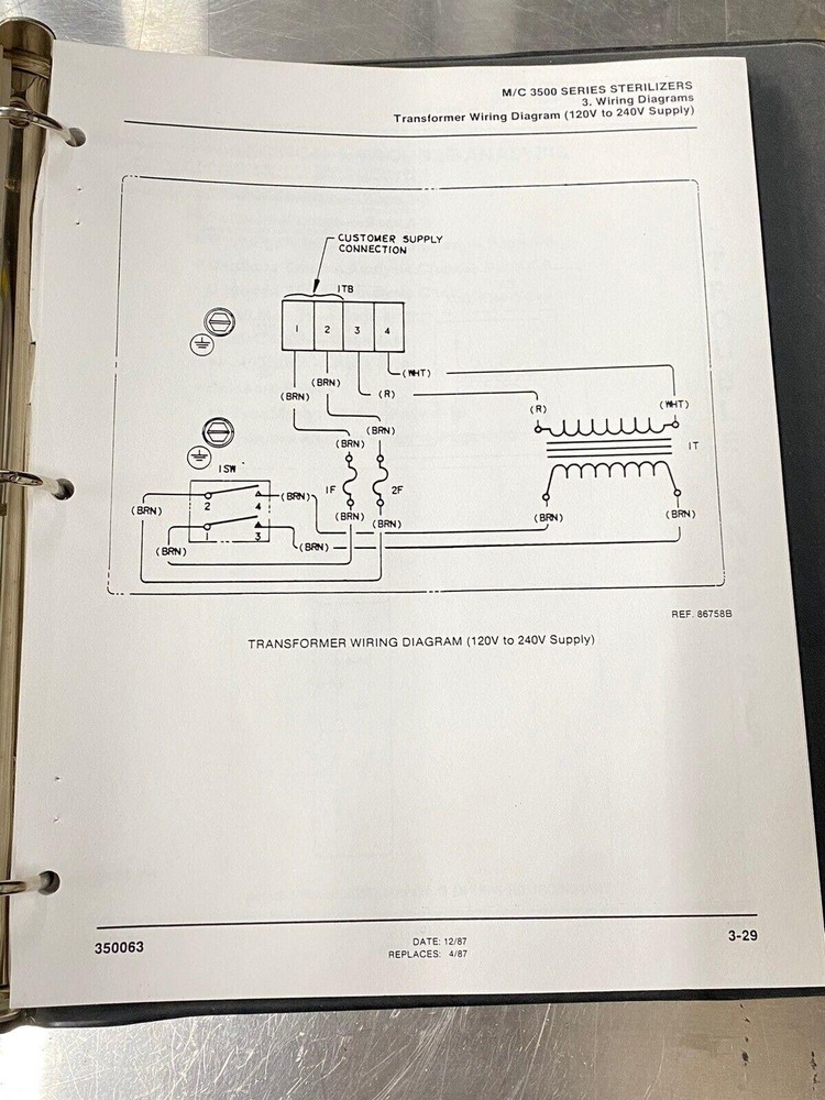 Castle M/C 3500 Sterilizers Autoclave - Users Guide / Instruction Book