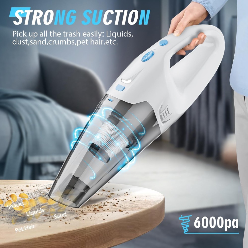 Handheld Vacuum Cordless, 6KPA Strong Suction & 25 Mins Runtime, 1.... Fast Ship