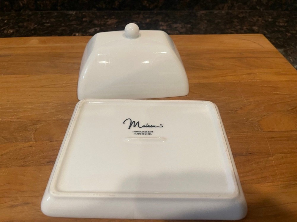 Maison Neuve Ceramic Dome White Butter Dish