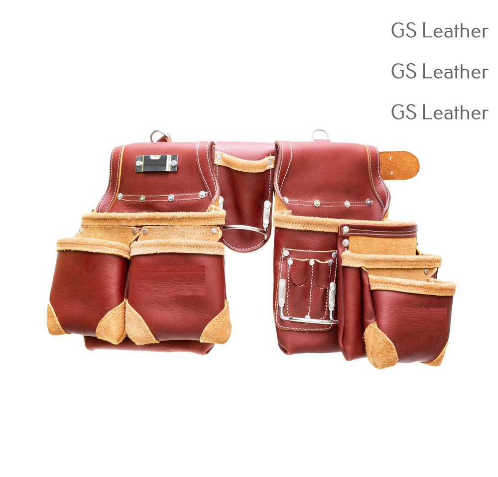 Heavy Duty Leather Carpenter Tool Belt with Pouches – Durable Work Construction