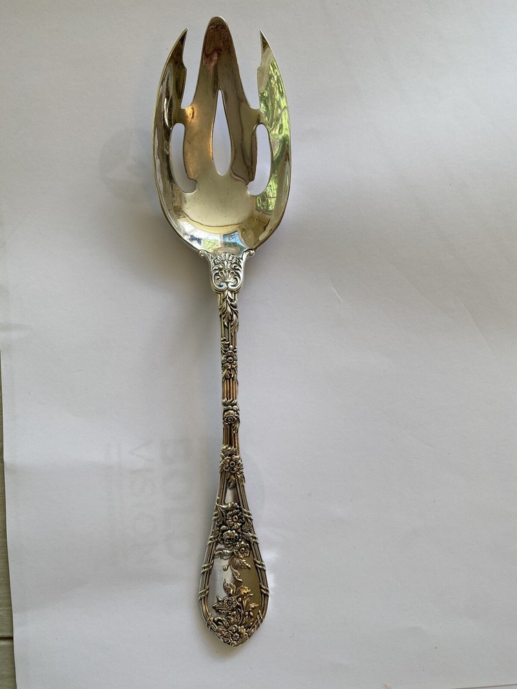 Gorham sterling Silver Dauphin Pierced Serving Spoon 8 3/8”