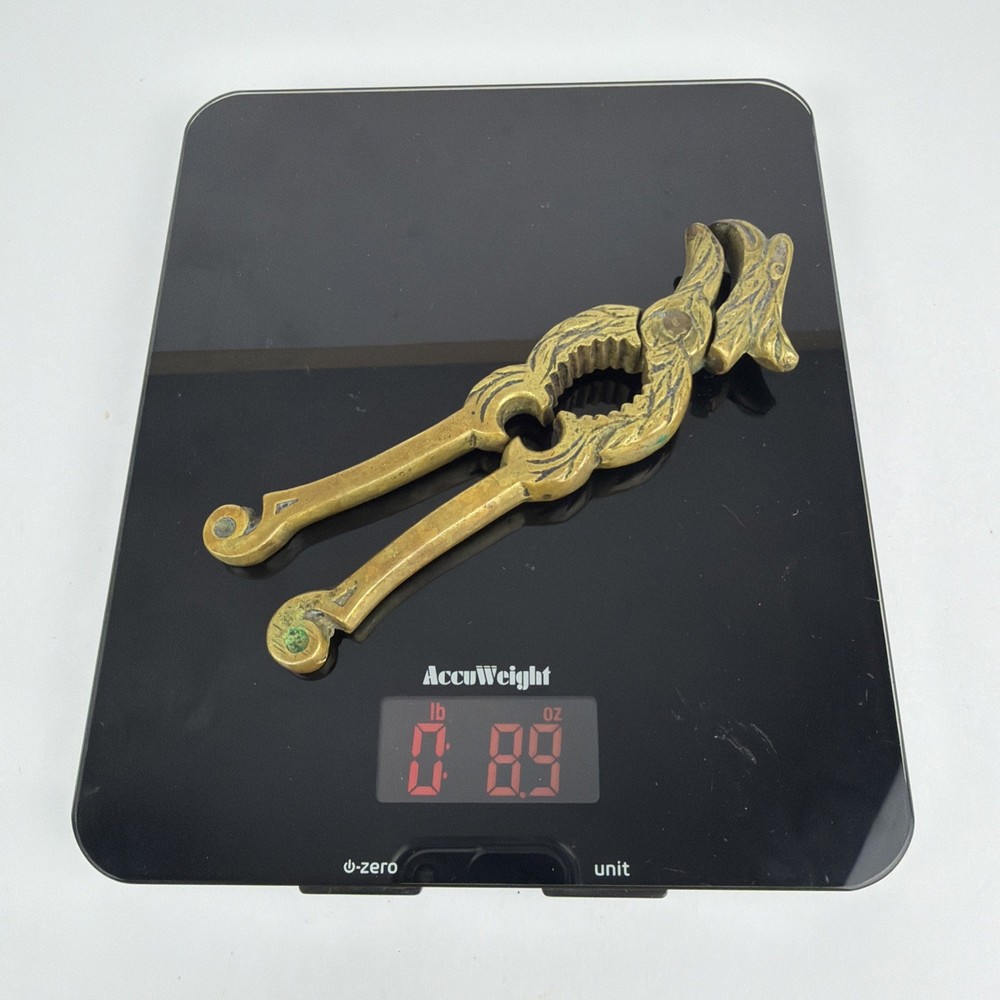 Vintage Solid Brass Nutcracker Eagle Bird Head Ornate Figural Metal Decor 5.75"