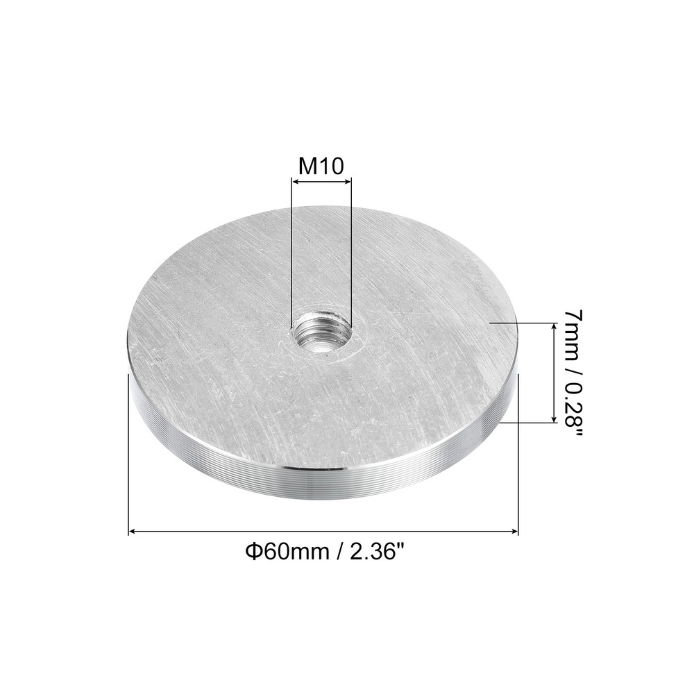 M10 Thread 60mm Diameter Round Shape Aluminum Disc Hardware 1pcs