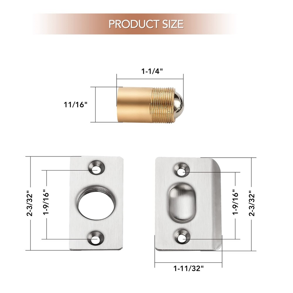 Ravinte 2 Pack Adjustable Door Ball Catch, Silver Closet 2 Pack,