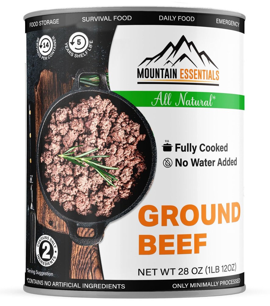 MOUNTAIN ESSENTIALS All Natural Canned Ground Beef 28 Oz – Fully