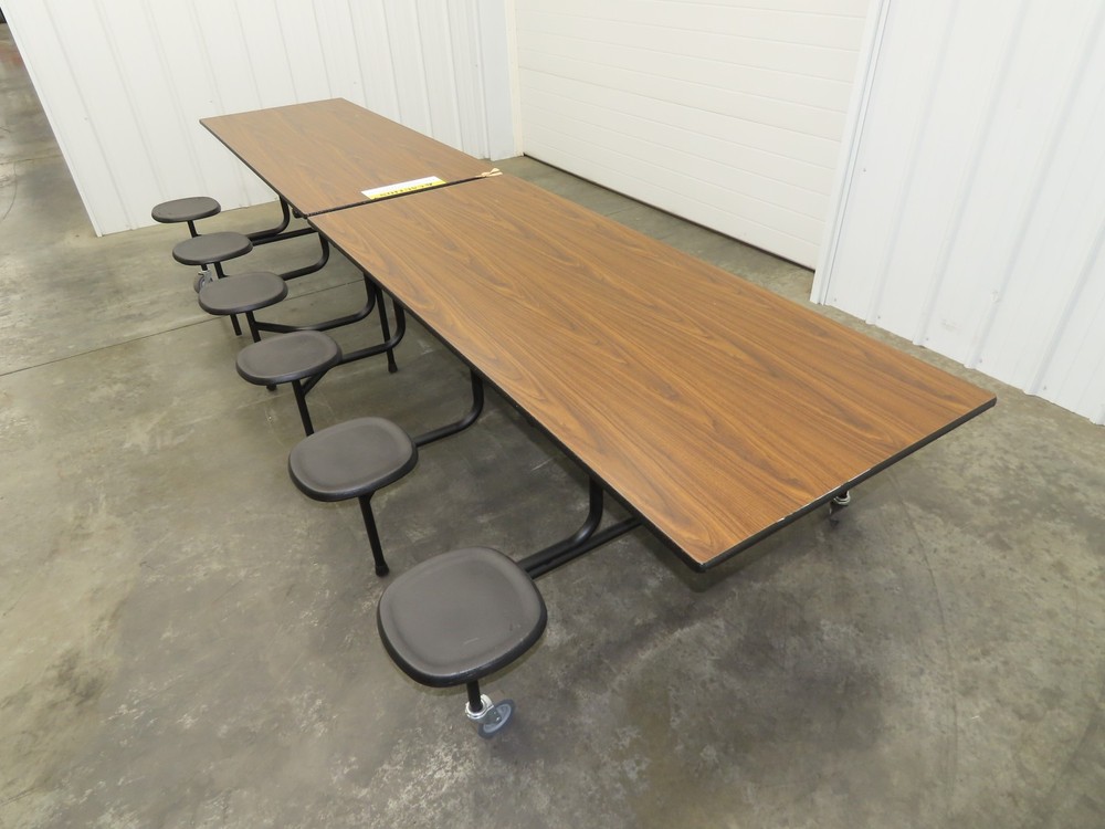 Uline H-9855MAP Mobile Cafeteria Table 12' L 30" W Rectangular 12 Stool Lunch