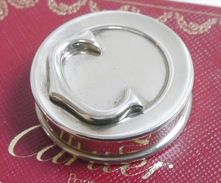 Authentic Cartier Vintage pill case accessory case Sterling Silver #8335