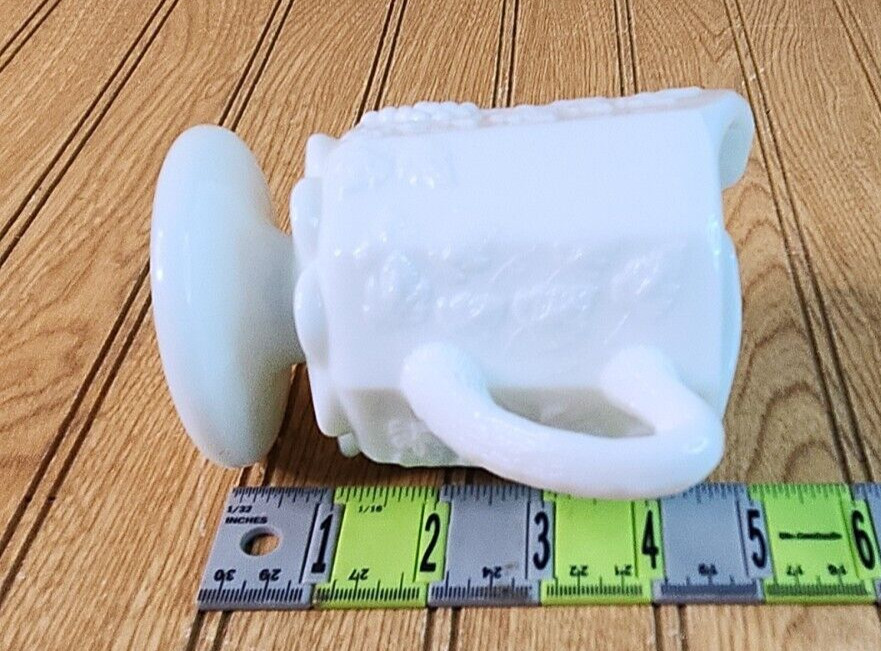 Milk Glass White Pitcher with Grape Design