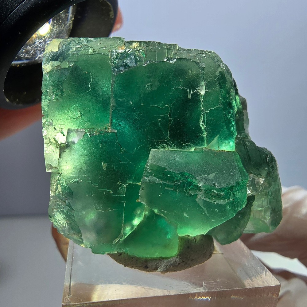 Clear Phantom Fluorite Cube parquetted, green Okorusu, Namibia 38*31*30mm
