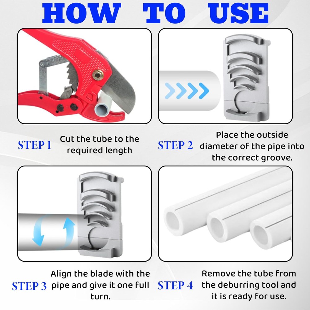 Deburring Tool Six Pipe Sizes for Plastic Pipe,for PVC Pipe Reamer w/Sharp Blade