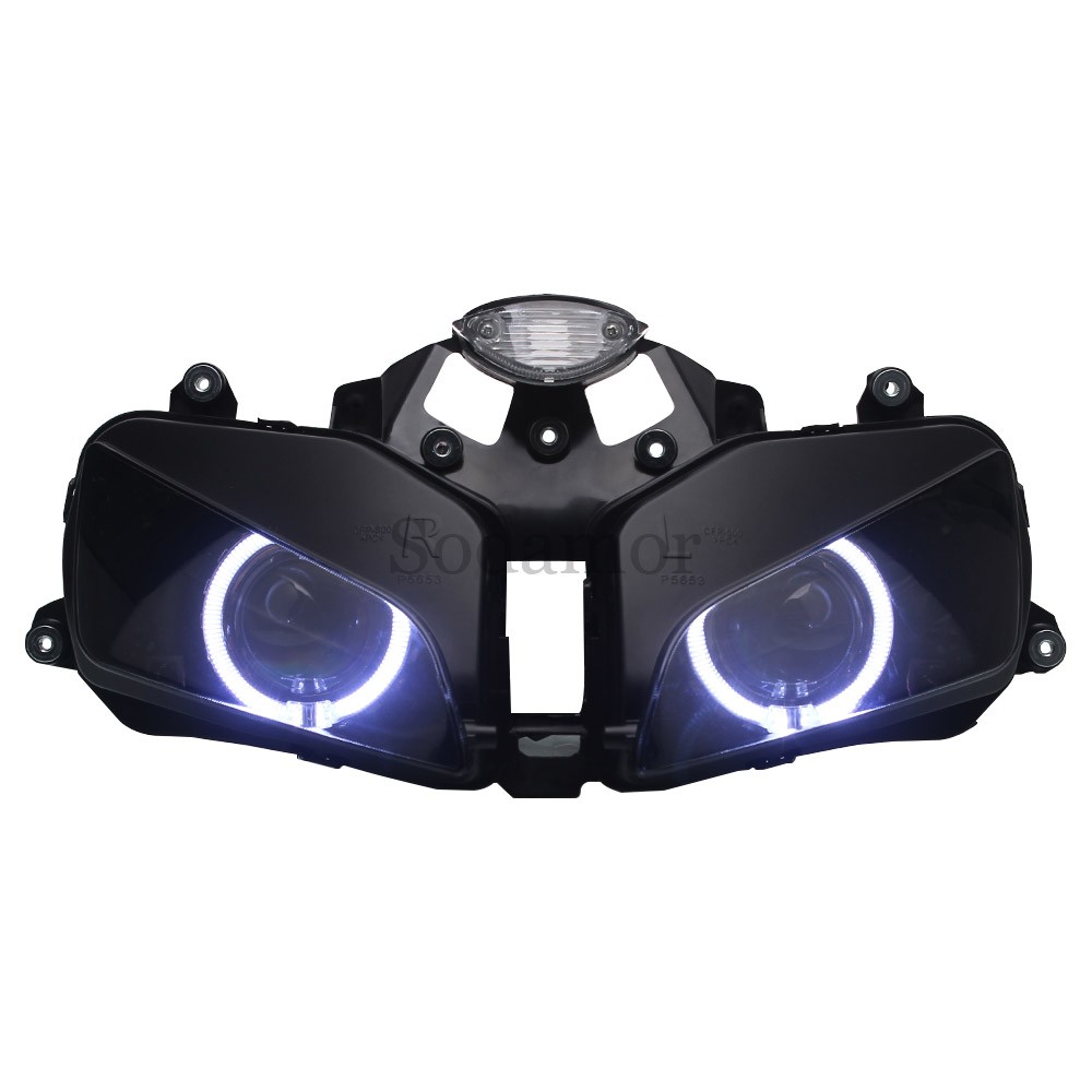Fully Assembled Headlight Halo Eyes Red Devil Light For Honda CBR600RR 2003-2006