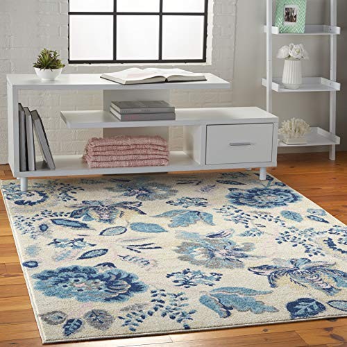 Home Tranquil TRA02, 4' x 6', Ivory/Light Blue