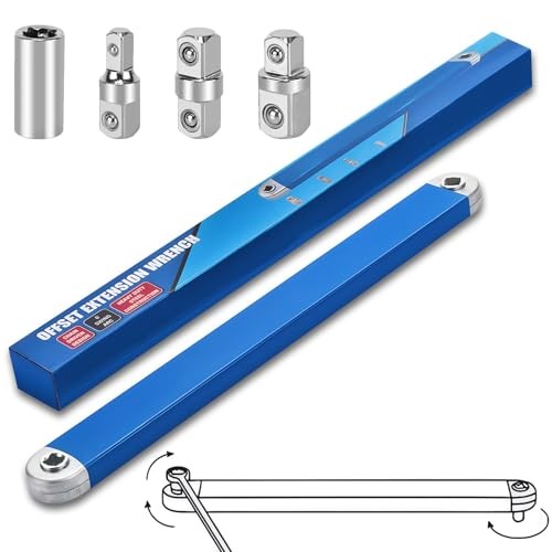 Offset Extension Wrench,15 Inch Impact Ready Socket Wrench Extender Tool Set
