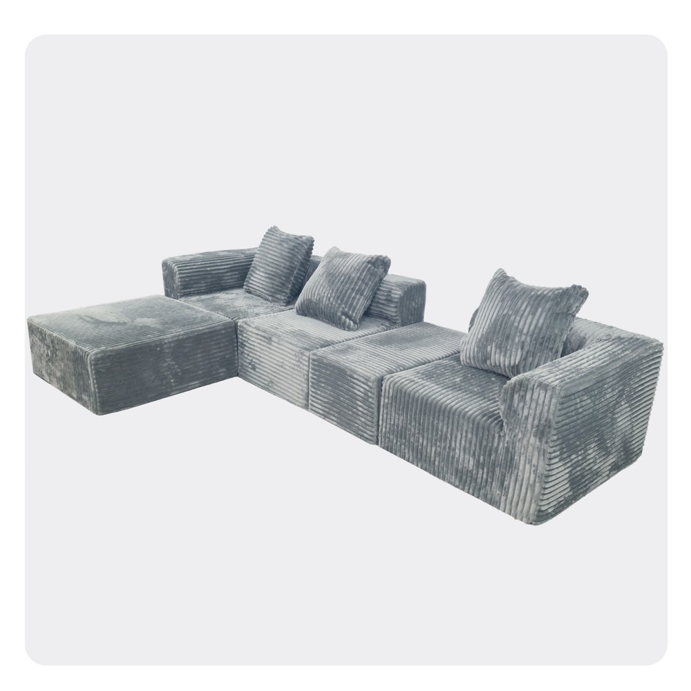 Light grey convertible modular combination sofa set compression sofa