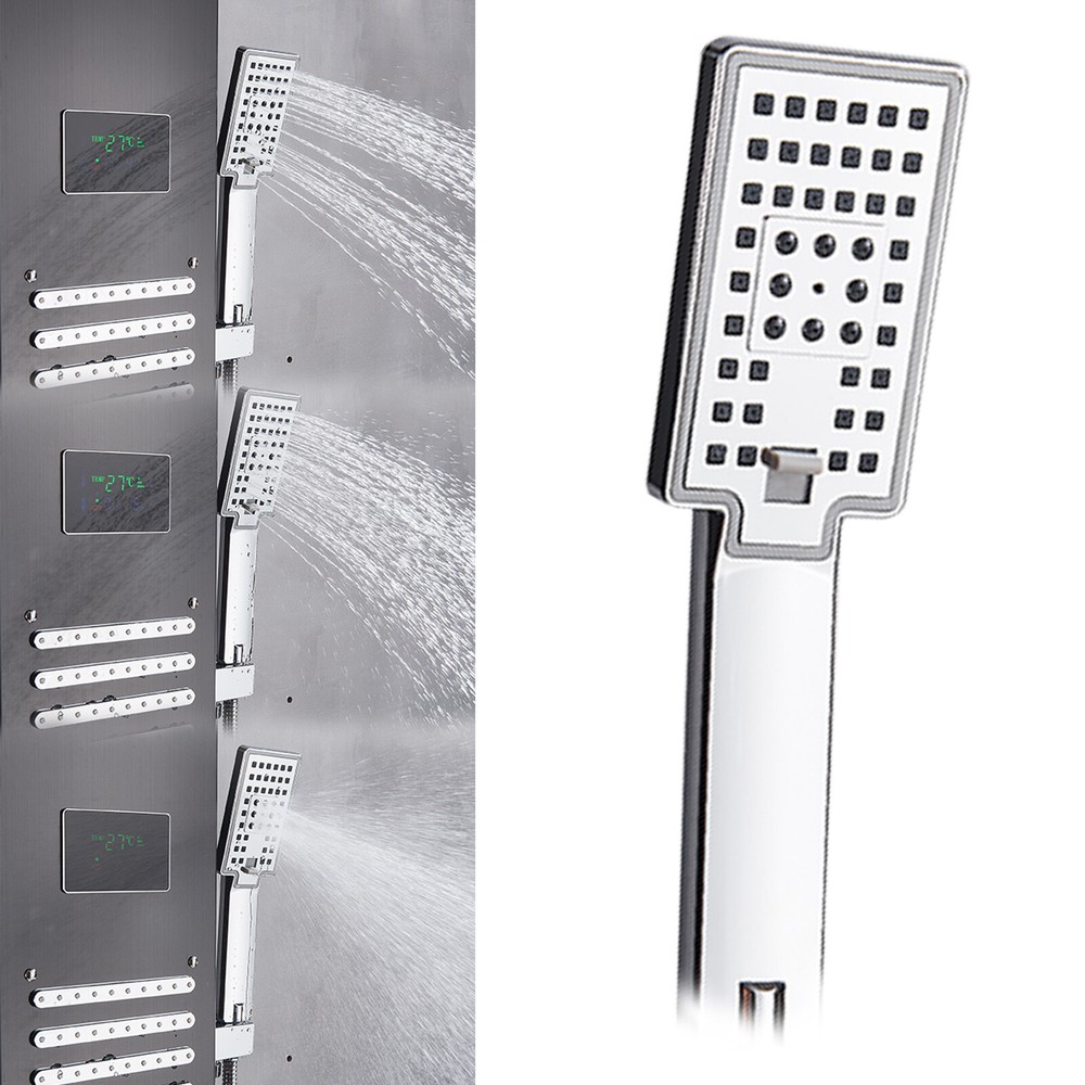 LED Shower Panel Tower System Rain&Waterfall Massage Jets Spray Stainless steel