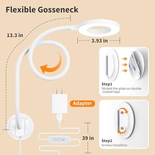 Wall Mounted Reading Light, Book Light in Bed at Night, Reading 1Unit / White
