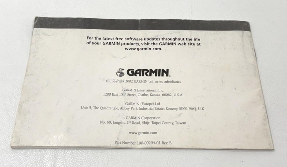 Garmin GPS 72 Personal Navigator Owner's Manual + Quick Start Reference Guide