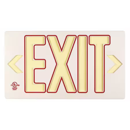 Exit Sign, Plastic, 15-3/8" W, 8-3/4" H, Exit (Double Arrows), White, Gran4735