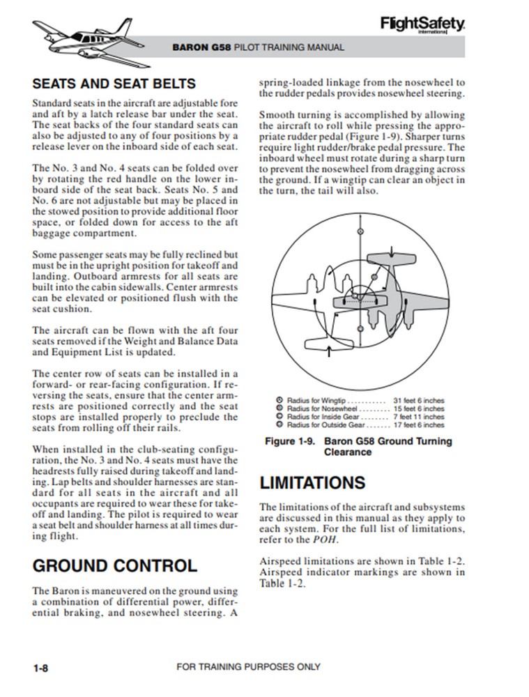 Beechcraft Baron G58 Pilot Training Manual - IMPROVED - on a USB Flash Drive