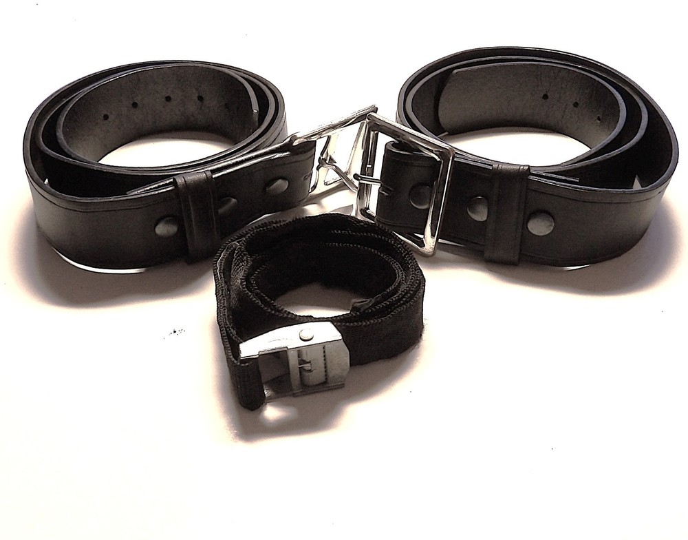 2 NEW SIZE 40 BLACK LEATHER BELTS +