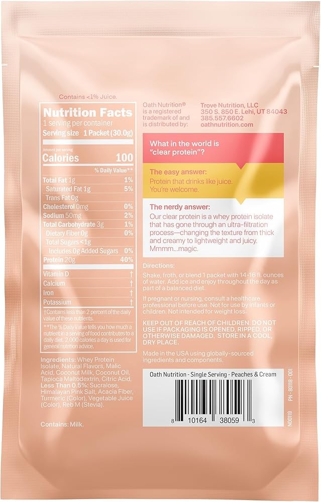 Oath Nutrit Clear Whey Isolate Protein Powder, Carel , plete