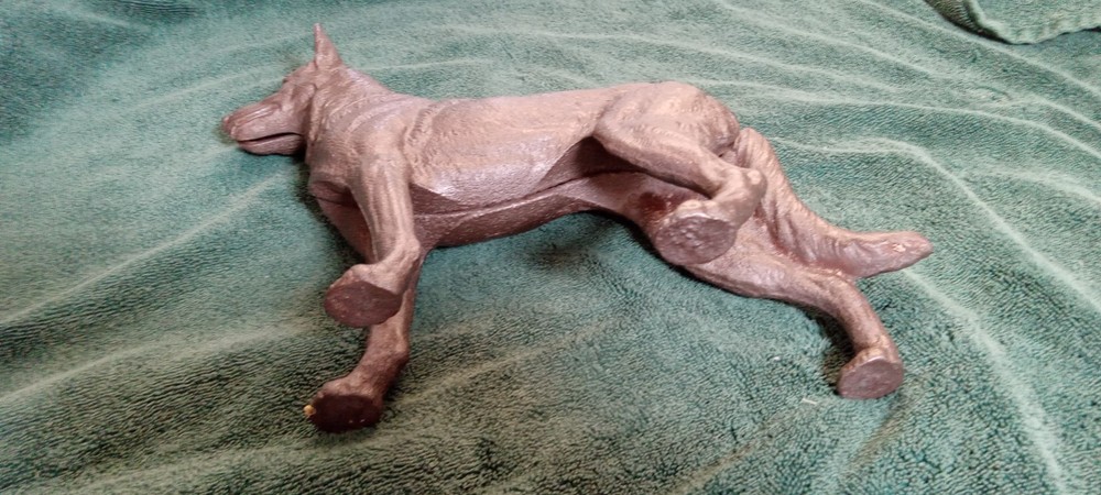 Antique German Shepherd Cast Iron Doorstop Heavy has issues Read Look!
