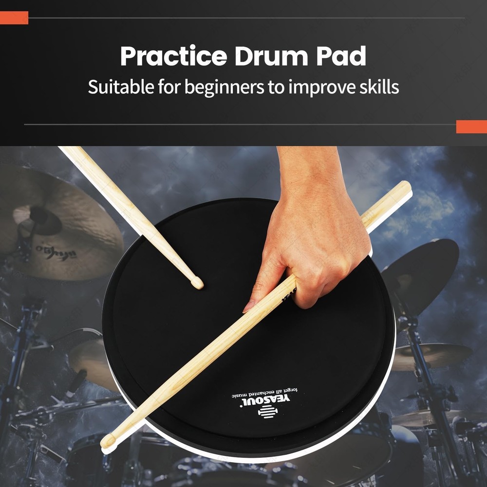 Practice Drum Pad, Drum Practice Pad, Silent Practice Pad for Drumming with D...